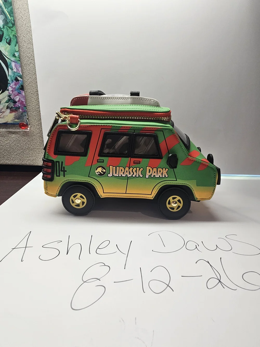 Loungefly Jurassic Park Green Red Van Crossbody Bag